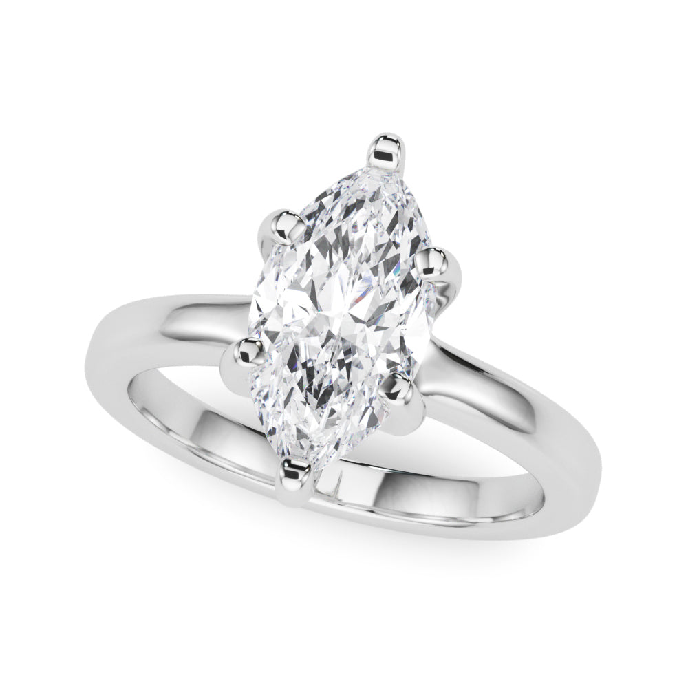 Lustrous Solitaire Marquise Diamond Engagement Ring in 10K/14K gold and platinum with certified lab-grown or natural diamonds