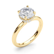 Opulent Rd Center Ps & Rd Sides Round Diamond Engagement Ring in 10K/14K gold and platinum with certified lab-grown or natural diamonds