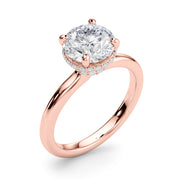 Opulent Rd Center Ps & Rd Sides Round Diamond Engagement Ring in 10K/14K gold and platinum with certified lab-grown or natural diamonds