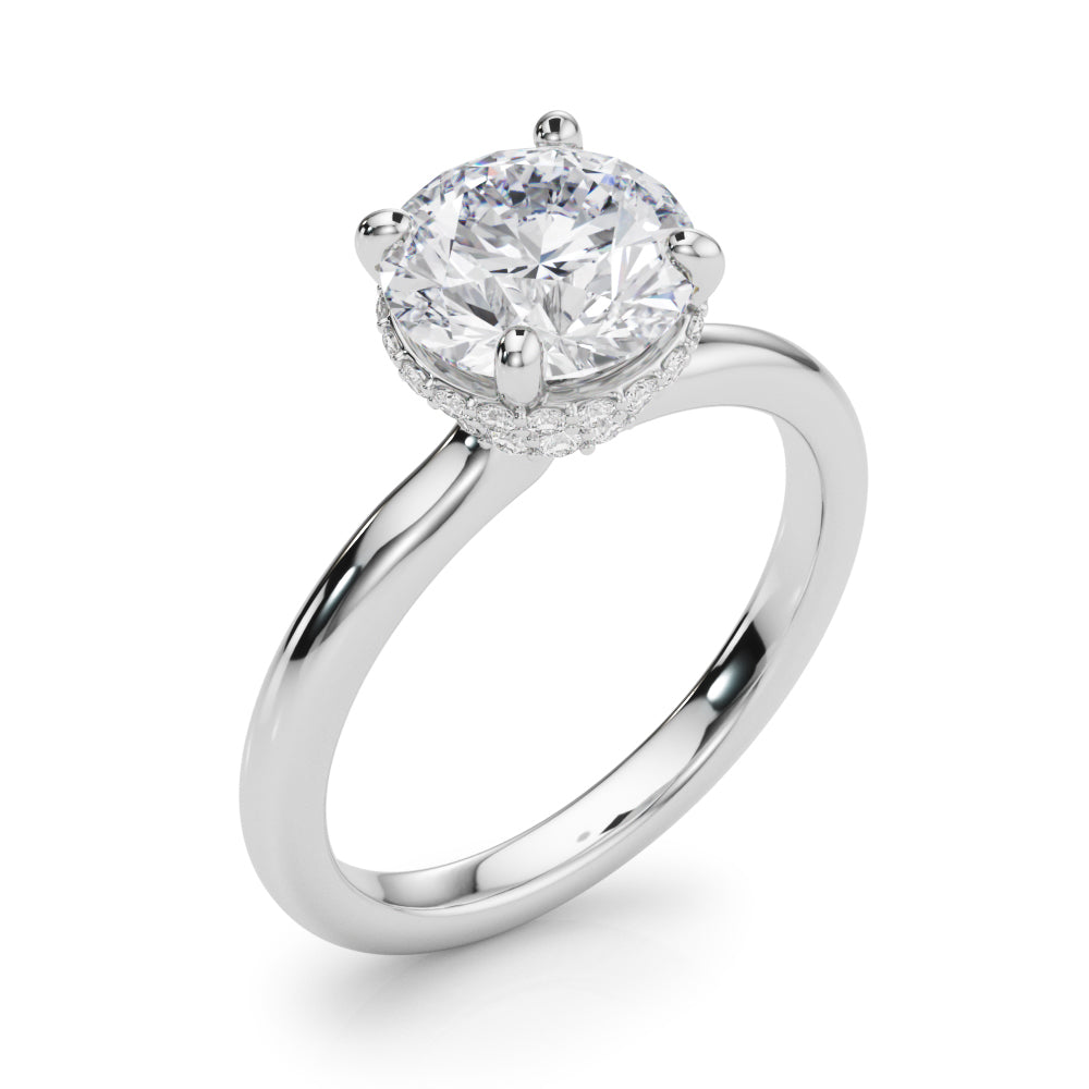 Opulent Rd Center Ps & Rd Sides Round Diamond Engagement Ring in 10K/14K gold and platinum with certified lab-grown or natural diamonds