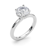 Opulent Rd Center Ps & Rd Sides Round Diamond Engagement Ring in 10K/14K gold and platinum with certified lab-grown or natural diamonds