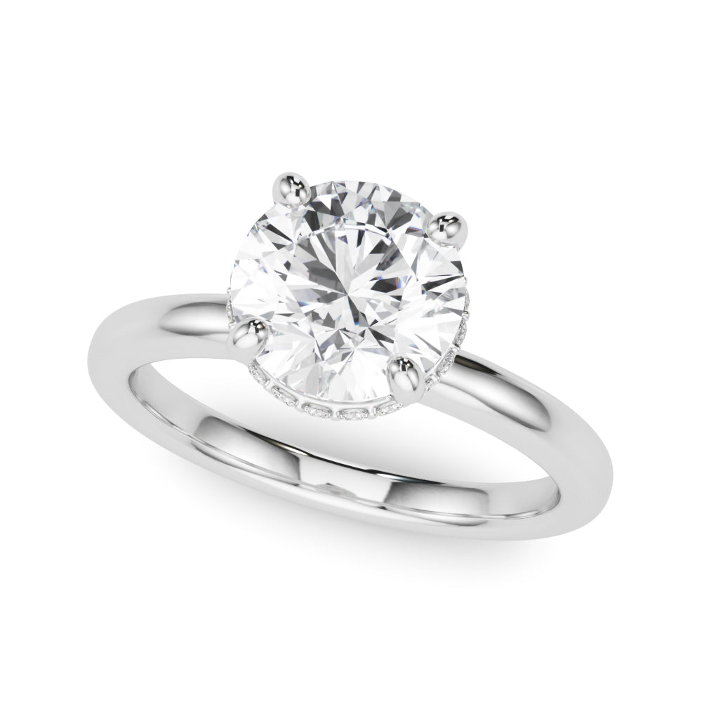 Opulent Rd Center Ps & Rd Sides Round Diamond Engagement Ring in 10K/14K gold and platinum with certified lab-grown or natural diamonds