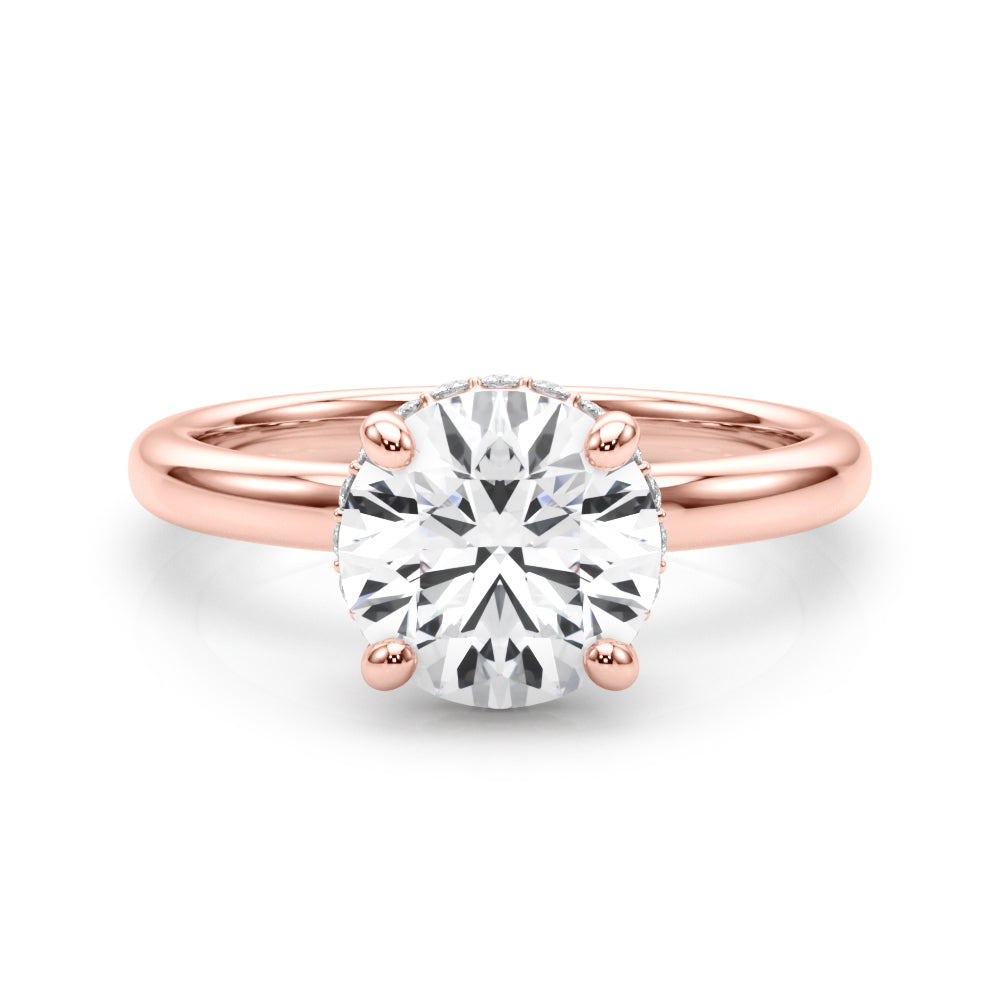 Opulent Rd Center Ps & Rd Sides Round Diamond Engagement Ring in 10K/14K gold and platinum with certified lab-grown or natural diamonds