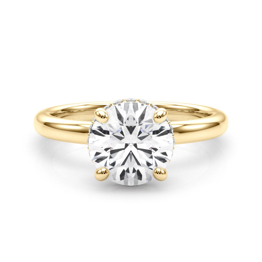 Opulent Rd Center Ps & Rd Sides Round Diamond Engagement Ring in 10K/14K gold and platinum with certified lab-grown or natural diamonds