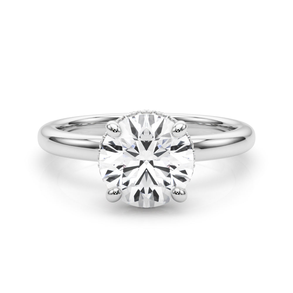 Opulent Rd Center Ps & Rd Sides Round Diamond Engagement Ring in 10K/14K gold and platinum with certified lab-grown or natural diamonds