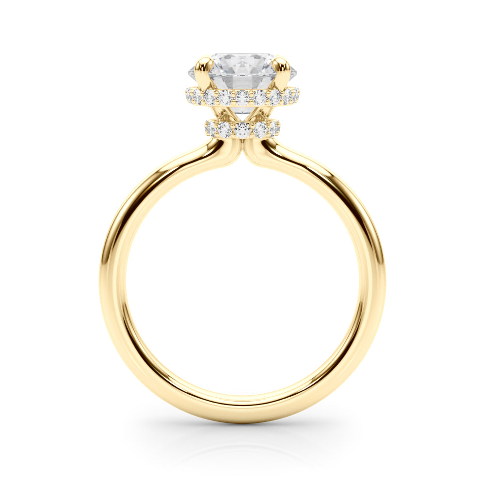 Opulent Rd Center Ps & Rd Sides Round Diamond Engagement Ring in 10K/14K gold and platinum with certified lab-grown or natural diamonds