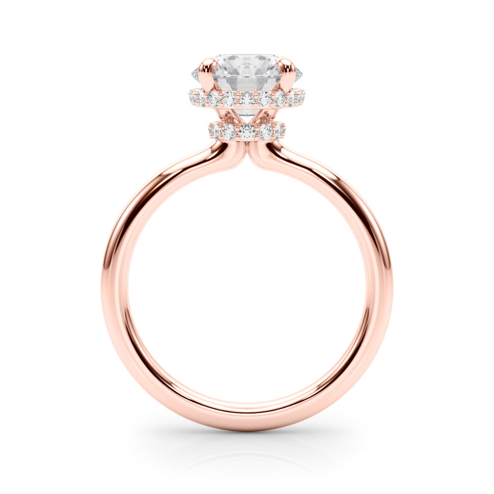 Opulent Rd Center Ps & Rd Sides Round Diamond Engagement Ring in 10K/14K gold and platinum with certified lab-grown or natural diamonds