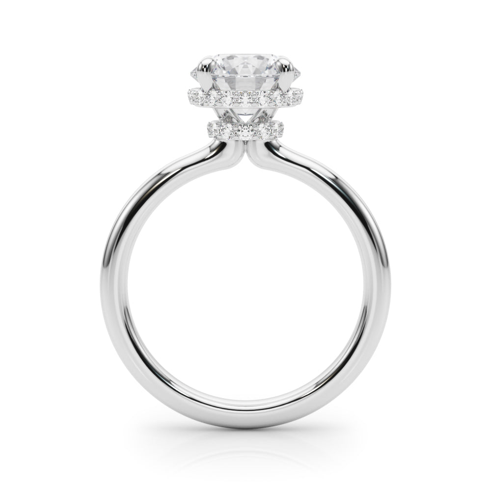 Opulent Rd Center Ps & Rd Sides Round Diamond Engagement Ring in 10K/14K gold and platinum with certified lab-grown or natural diamonds