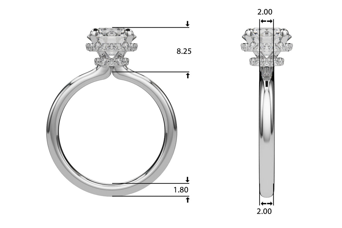 Opulent Rd Center Ps & Rd Sides Round Diamond Engagement Ring in 10K/14K gold and platinum with certified lab-grown or natural diamonds
