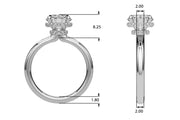 Opulent Rd Center Ps & Rd Sides Round Diamond Engagement Ring in 10K/14K gold and platinum with certified lab-grown or natural diamonds