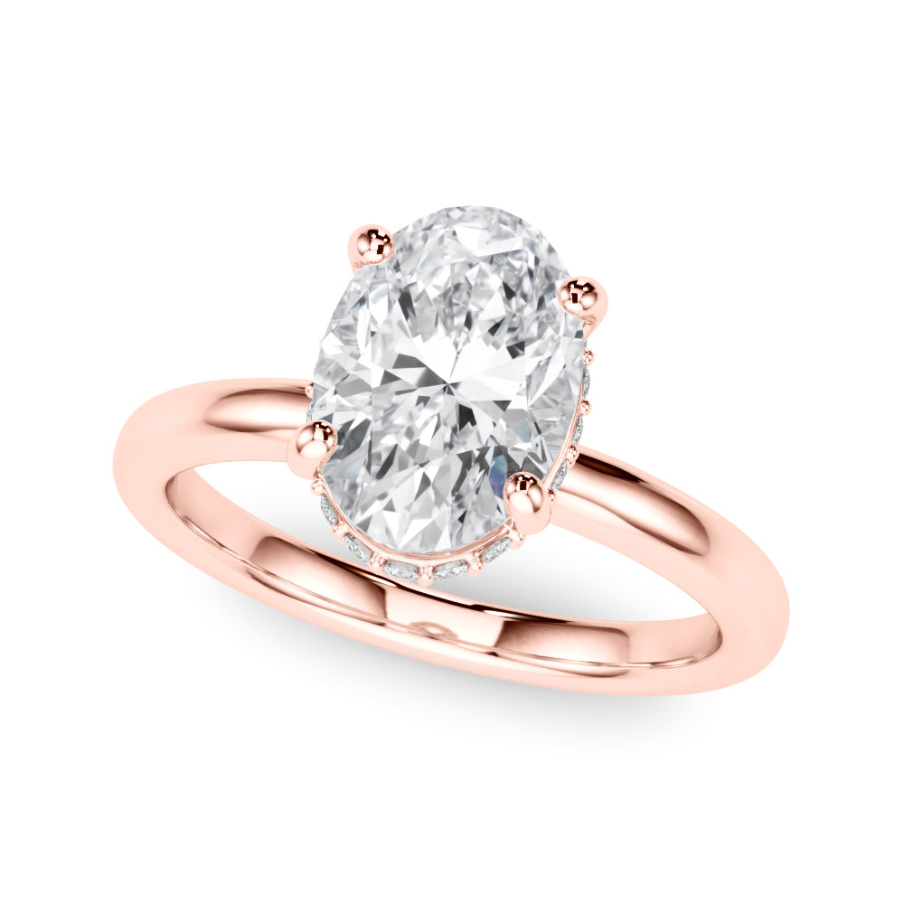 Celestial Hidden Halo Center Oval Diamond Engagement Ring in 10K/14K gold and platinum with certified lab-grown or natural diamonds