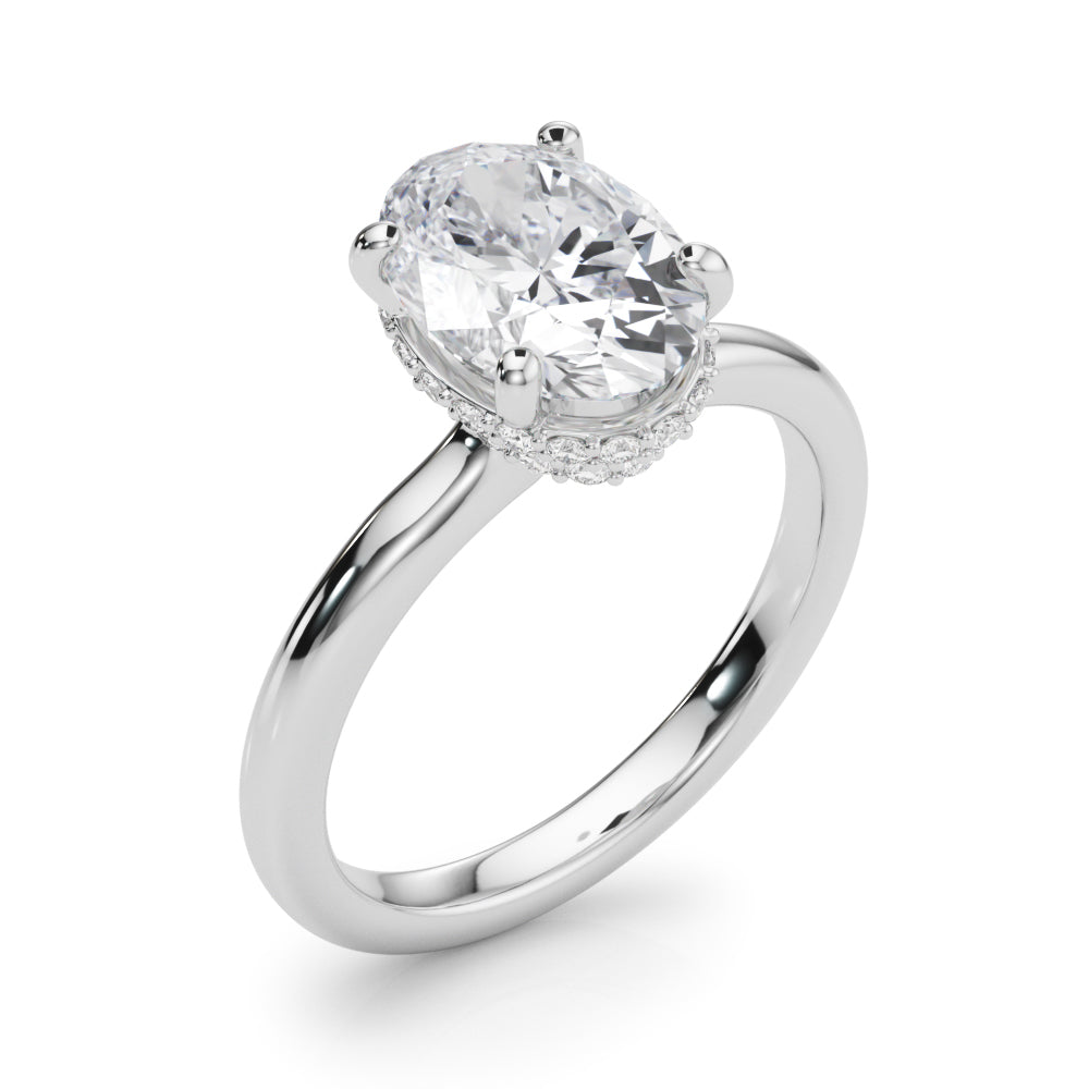 Celestial Hidden Halo Center Oval Diamond Engagement Ring in 10K/14K gold and platinum with certified lab-grown or natural diamonds