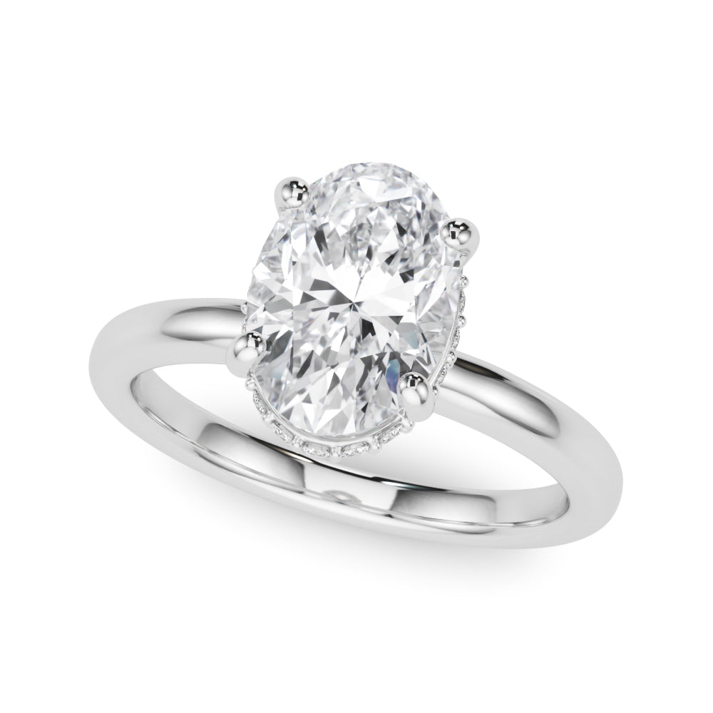 Celestial Hidden Halo Center Oval Diamond Engagement Ring in 10K/14K gold and platinum with certified lab-grown or natural diamonds