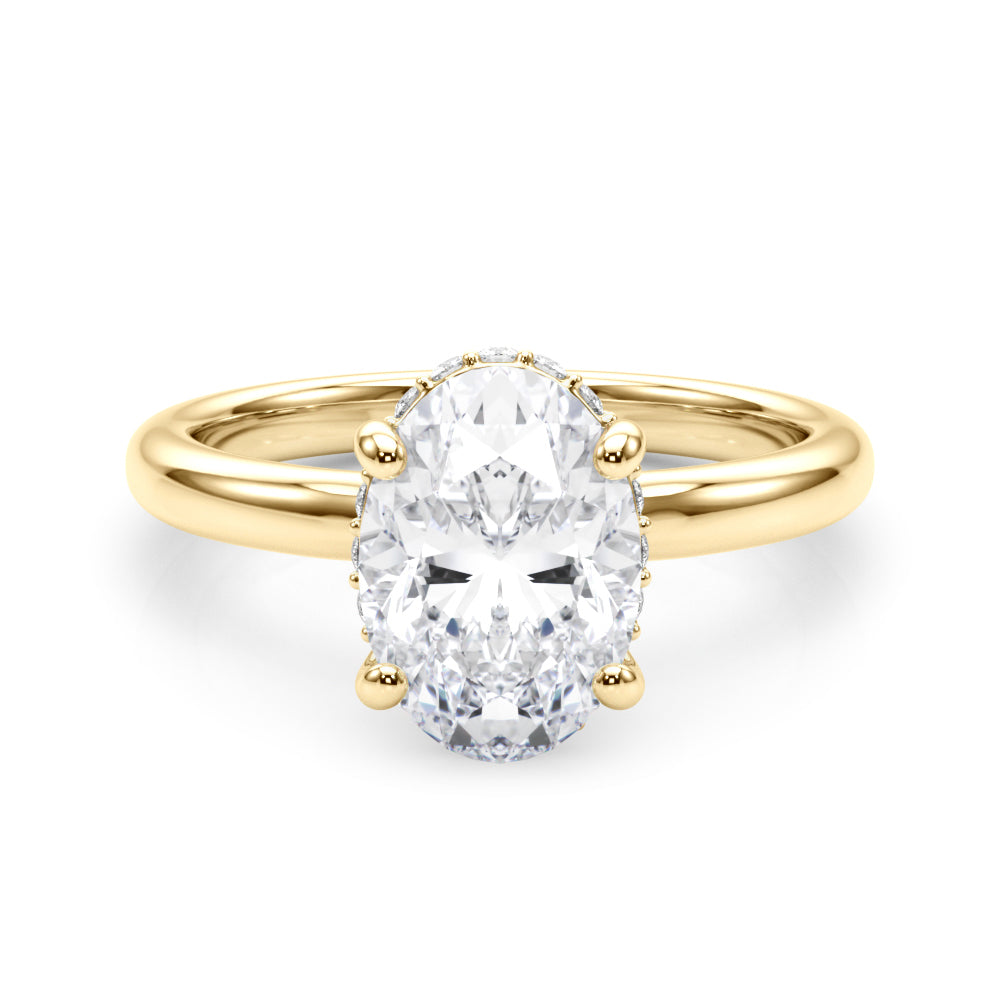 Celestial Hidden Halo Center Oval Diamond Engagement Ring in 10K/14K gold and platinum with certified lab-grown or natural diamonds