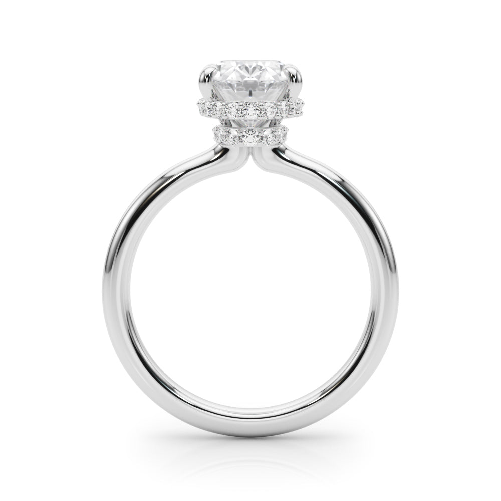 Celestial Hidden Halo Center Oval Diamond Engagement Ring in 10K/14K gold and platinum with certified lab-grown or natural diamonds