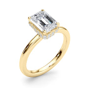 Crowned Cut Halo Emerald Diamond Engagement Ring in 10K/14K gold and platinum with certified lab-grown or natural diamonds