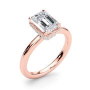 Crowned Cut Halo Emerald Diamond Engagement Ring in 10K/14K gold and platinum with certified lab-grown or natural diamonds