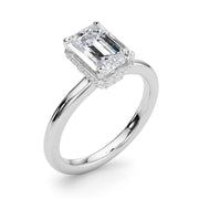 Crowned Cut Halo Emerald Diamond Engagement Ring in 10K/14K gold and platinum with certified lab-grown or natural diamonds