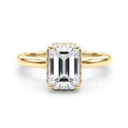 Crowned Cut Halo Emerald Diamond Engagement Ring in 10K/14K gold and platinum with certified lab-grown or natural diamonds