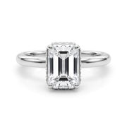 Crowned Cut Halo Emerald Diamond Engagement Ring in 10K/14K gold and platinum with certified lab-grown or natural diamonds