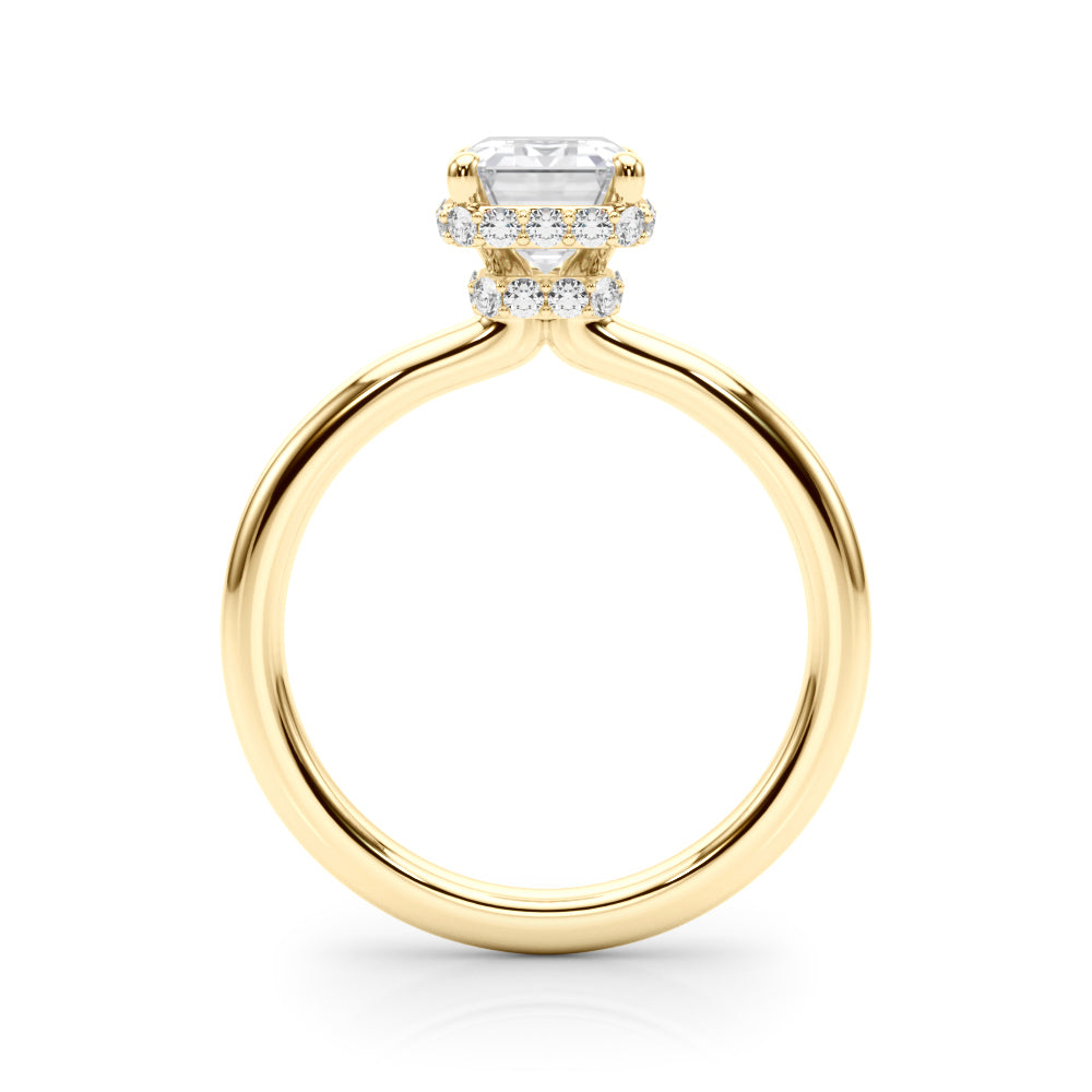 Crowned Cut Halo Emerald Diamond Engagement Ring in 10K/14K gold and platinum with certified lab-grown or natural diamonds