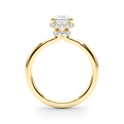 Crowned Cut Halo Emerald Diamond Engagement Ring in 10K/14K gold and platinum with certified lab-grown or natural diamonds