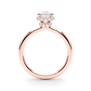 Crowned Cut Halo Emerald Diamond Engagement Ring in 10K/14K gold and platinum with certified lab-grown or natural diamonds