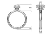 Crowned Cut Halo Emerald Diamond Engagement Ring in 10K/14K gold and platinum with certified lab-grown or natural diamonds