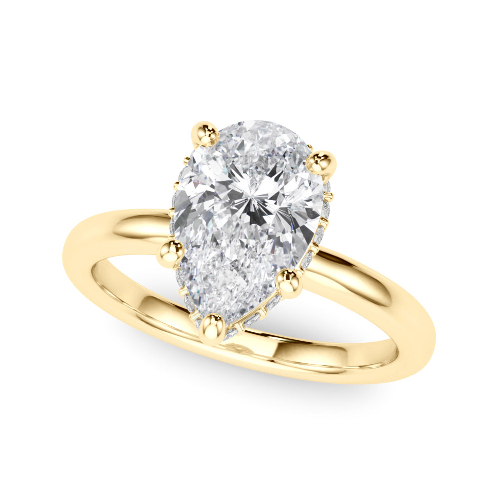 Graceful Halo Pear Diamond Engagement Ring in 10K/14K gold and platinum with certified lab-grown or natural diamonds