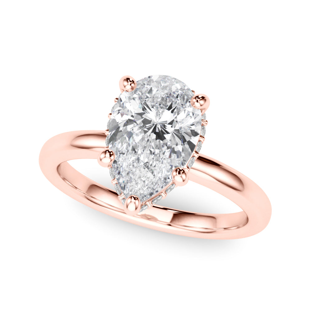 Graceful Halo Pear Diamond Engagement Ring in 10K/14K gold and platinum with certified lab-grown or natural diamonds