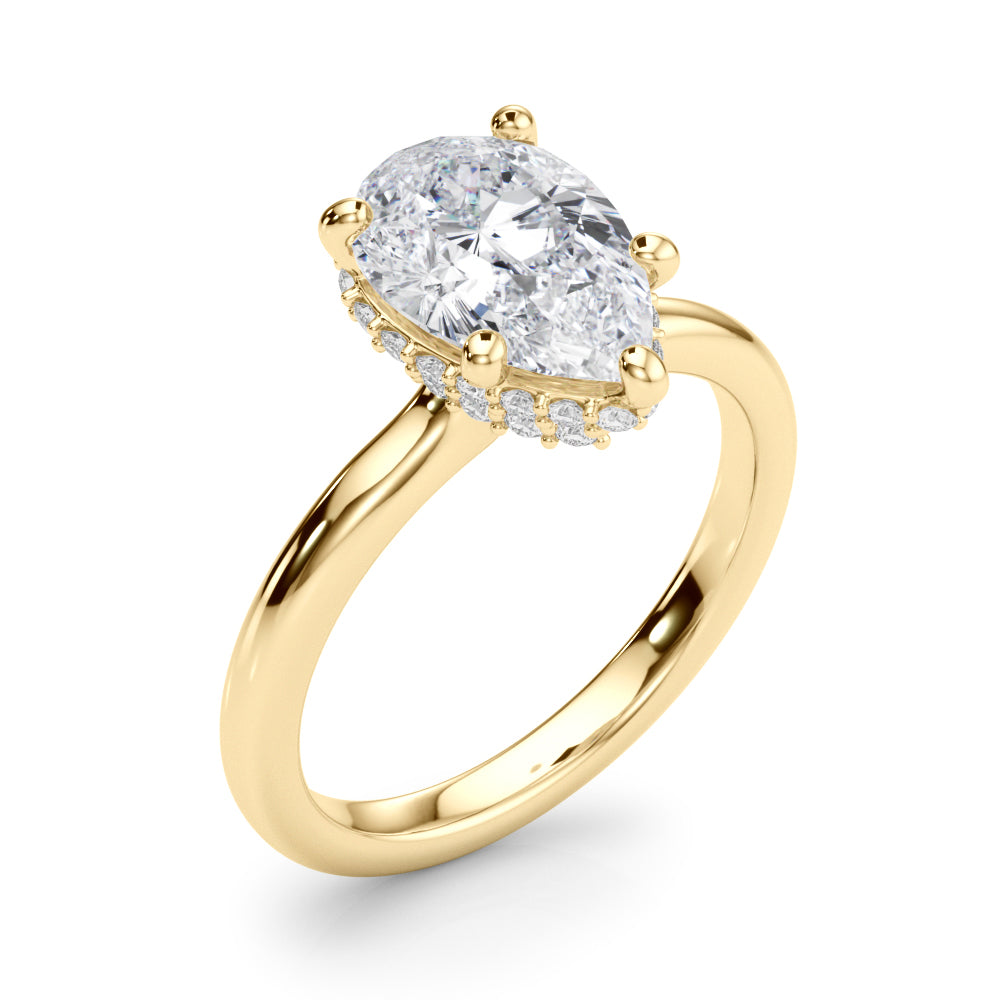 Graceful Halo Pear Diamond Engagement Ring in 10K/14K gold and platinum with certified lab-grown or natural diamonds