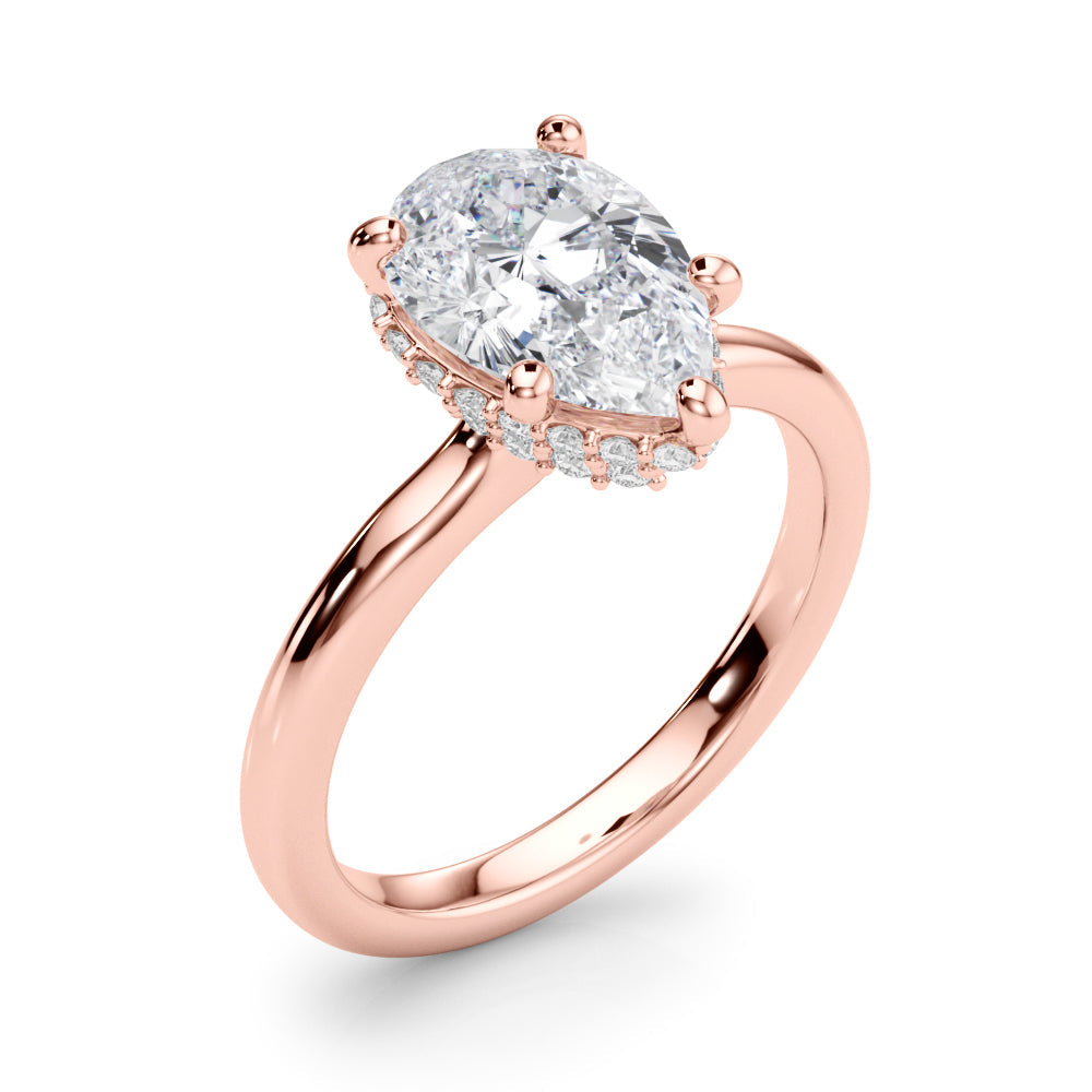 Graceful Halo Pear Diamond Engagement Ring in 10K/14K gold and platinum with certified lab-grown or natural diamonds