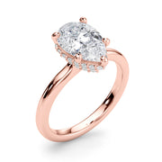 Graceful Halo Pear Diamond Engagement Ring in 10K/14K gold and platinum with certified lab-grown or natural diamonds
