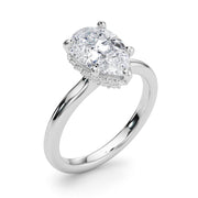 Graceful Halo Pear Diamond Engagement Ring in 10K/14K gold and platinum with certified lab-grown or natural diamonds