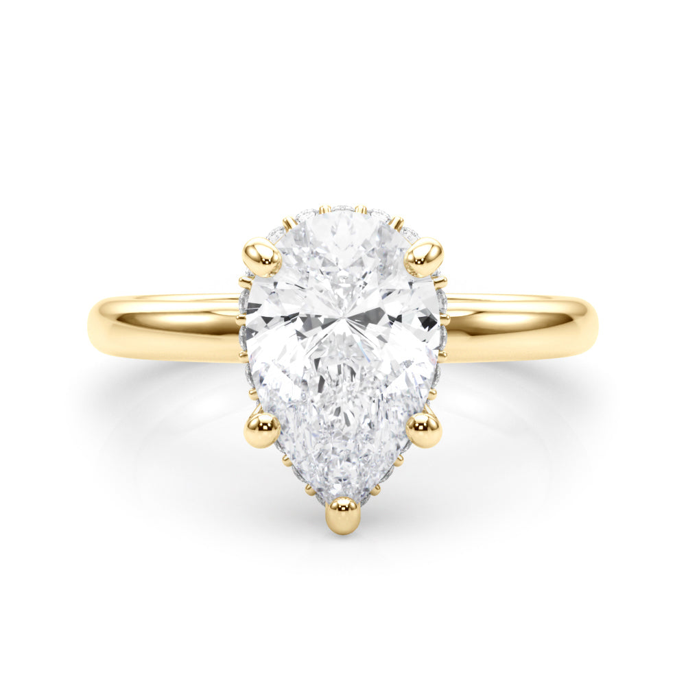 Graceful Halo Pear Diamond Engagement Ring in 10K/14K gold and platinum with certified lab-grown or natural diamonds