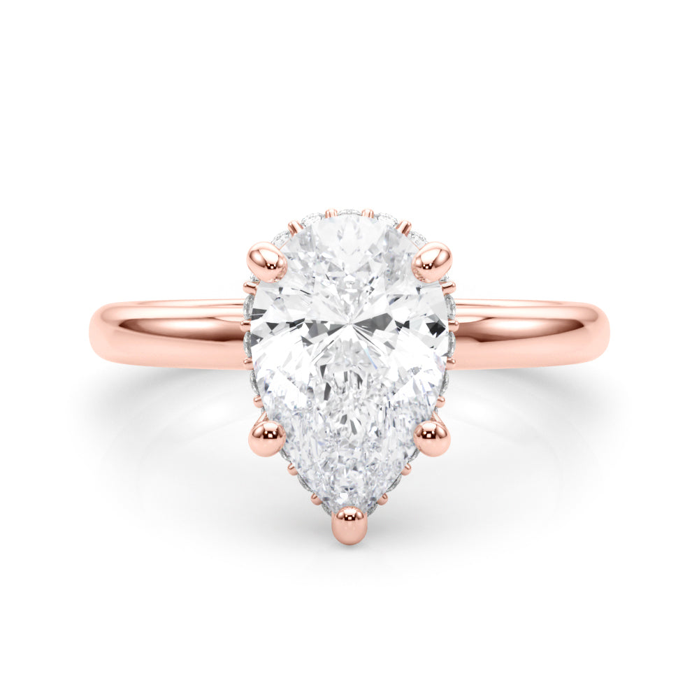 Graceful Halo Pear Diamond Engagement Ring in 10K/14K gold and platinum with certified lab-grown or natural diamonds