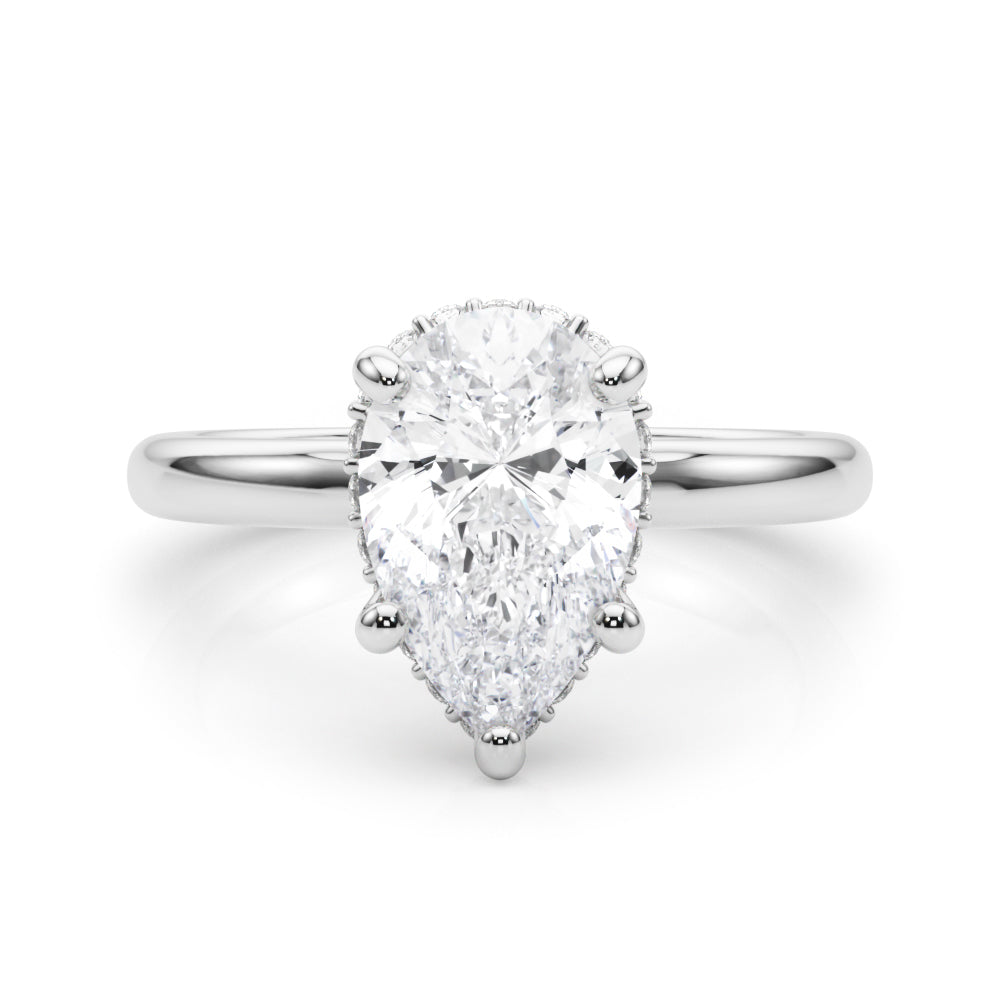 Graceful Halo Pear Diamond Engagement Ring in 10K/14K gold and platinum with certified lab-grown or natural diamonds