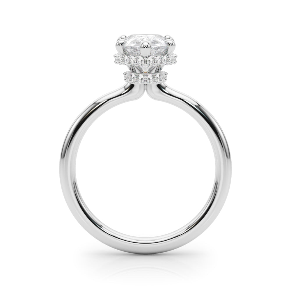 Graceful Halo Pear Diamond Engagement Ring in 10K/14K gold and platinum with certified lab-grown or natural diamonds