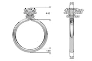 Graceful Halo Pear Diamond Engagement Ring in 10K/14K gold and platinum with certified lab-grown or natural diamonds