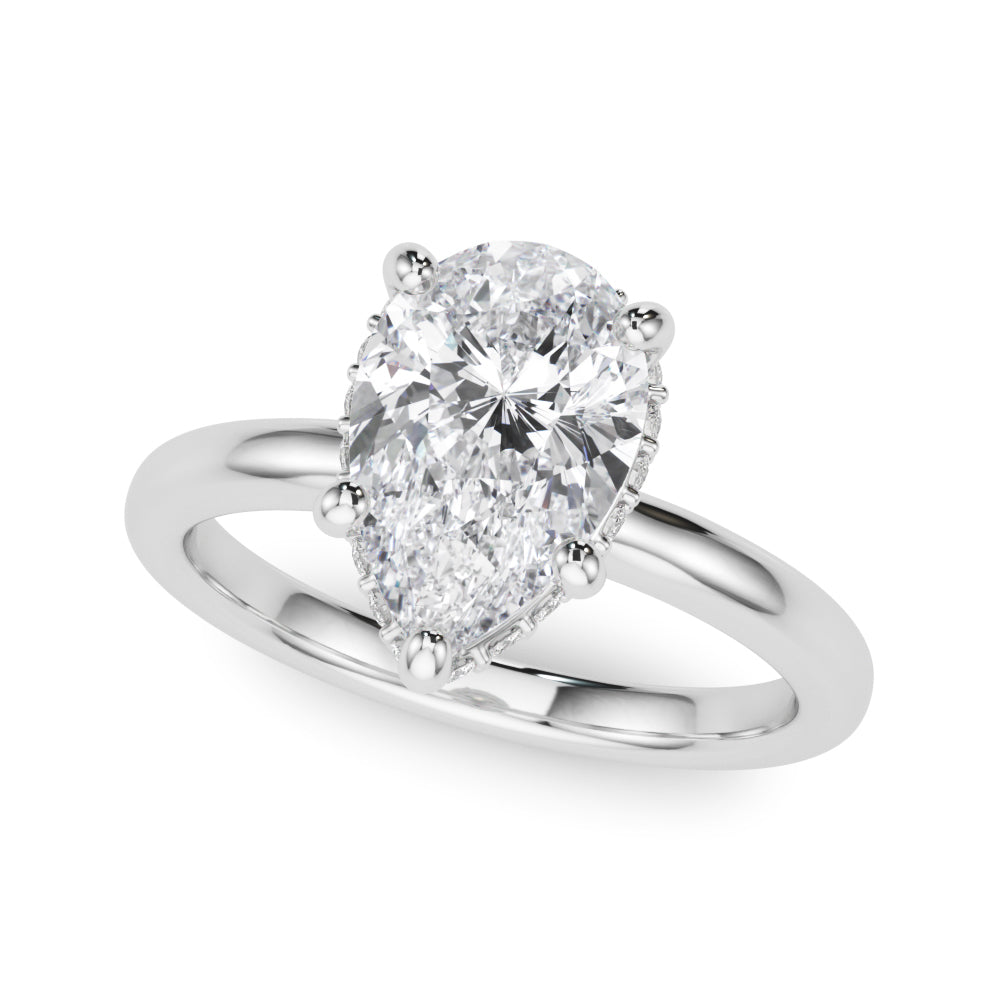 Graceful Halo Pear Diamond Engagement Ring in 10K/14K gold and platinum with certified lab-grown or natural diamonds