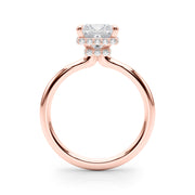 Dazzling Hidden Halo Cut Center Single Row Princess Diamond Engagement Ring in 10K/14K gold and platinum with certified lab-grown or natural diamonds