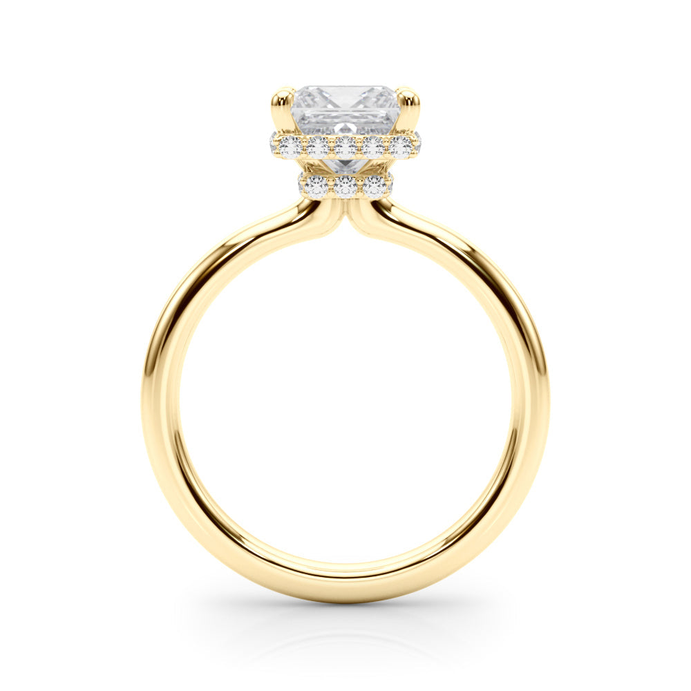 Dazzling Hidden Halo Cut Center Single Row Princess Diamond Engagement Ring in 10K/14K gold and platinum with certified lab-grown or natural diamonds