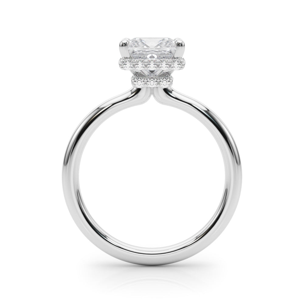 Dazzling Hidden Halo Cut Center Single Row Princess Diamond Engagement Ring in 10K/14K gold and platinum with certified lab-grown or natural diamonds