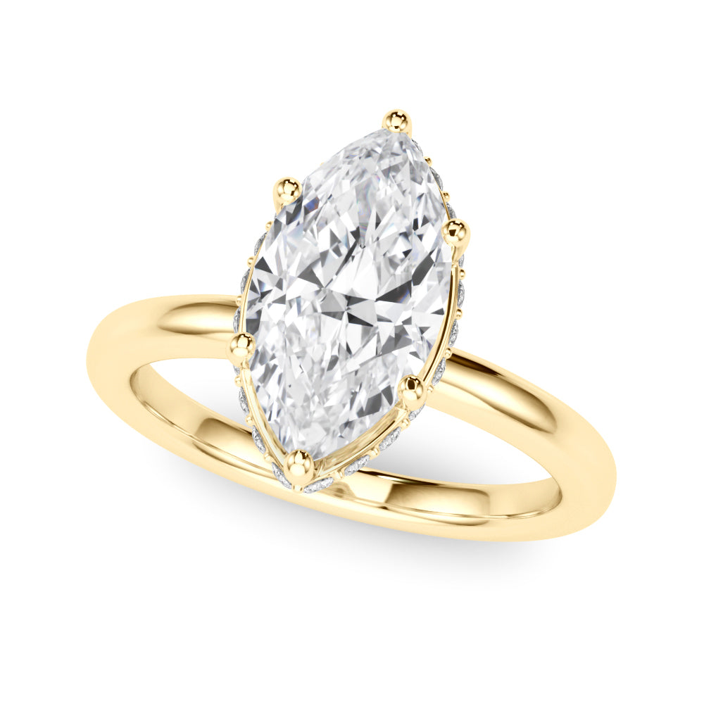 Splendid Halo Marquise Diamond Engagement Ring in 10K/14K gold and platinum with certified lab-grown or natural diamonds