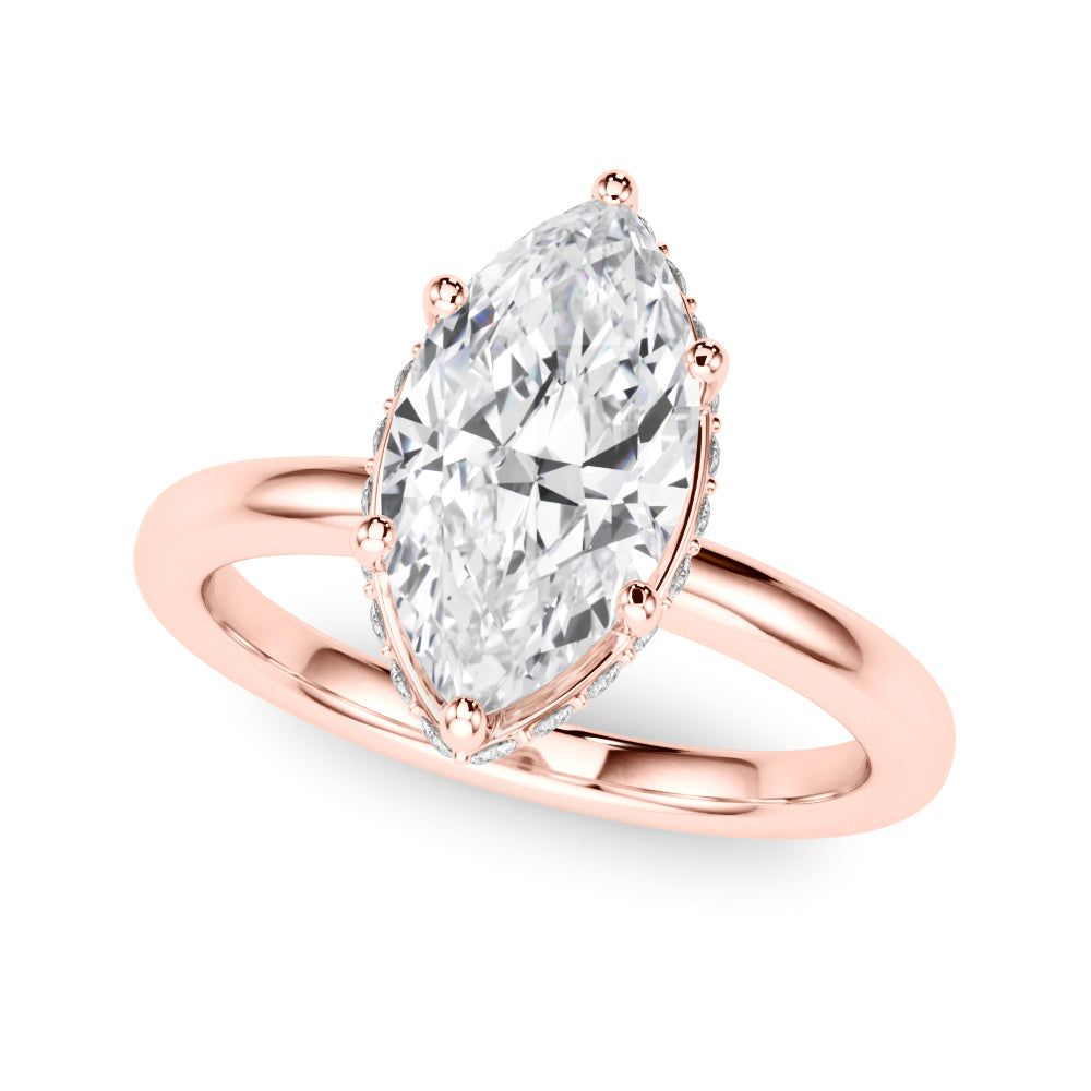 Splendid Halo Marquise Diamond Engagement Ring in 10K/14K gold and platinum with certified lab-grown or natural diamonds
