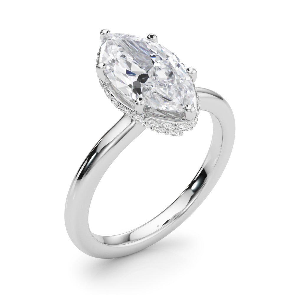 Splendid Halo Marquise Diamond Engagement Ring in 10K/14K gold and platinum with certified lab-grown or natural diamonds