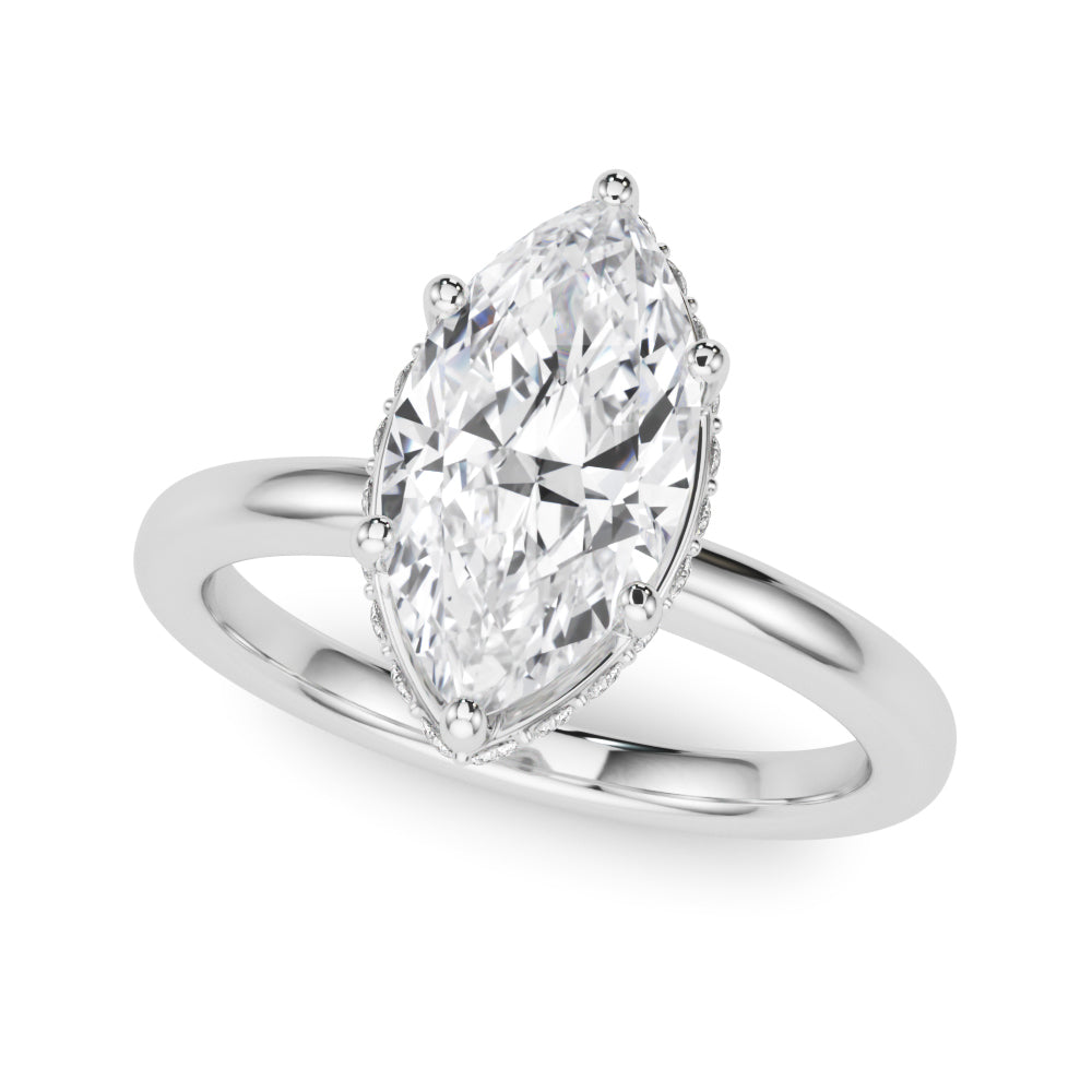 Splendid Halo Marquise Diamond Engagement Ring in 10K/14K gold and platinum with certified lab-grown or natural diamonds