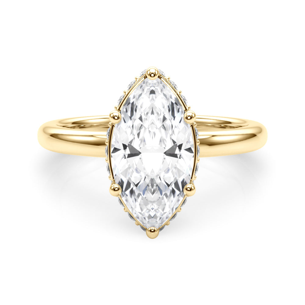 Splendid Halo Marquise Diamond Engagement Ring in 10K/14K gold and platinum with certified lab-grown or natural diamonds