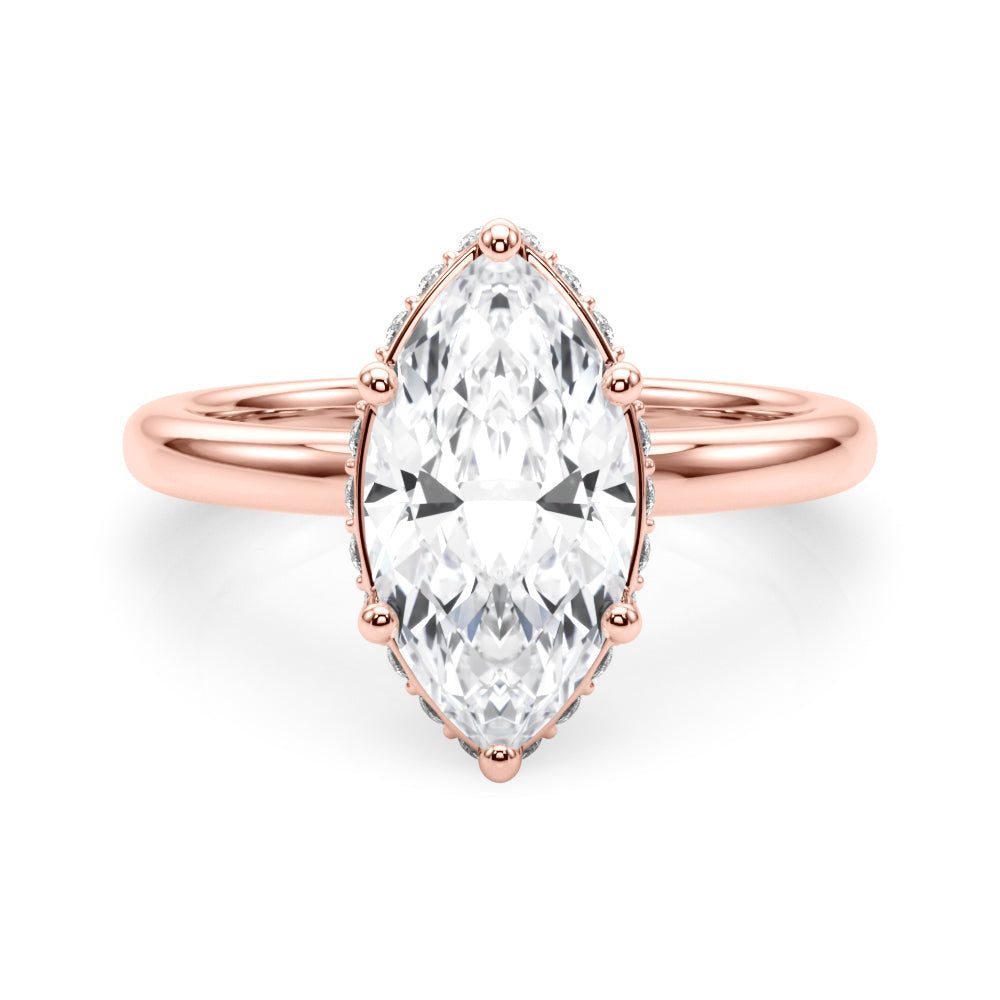 Splendid Halo Marquise Diamond Engagement Ring in 10K/14K gold and platinum with certified lab-grown or natural diamonds