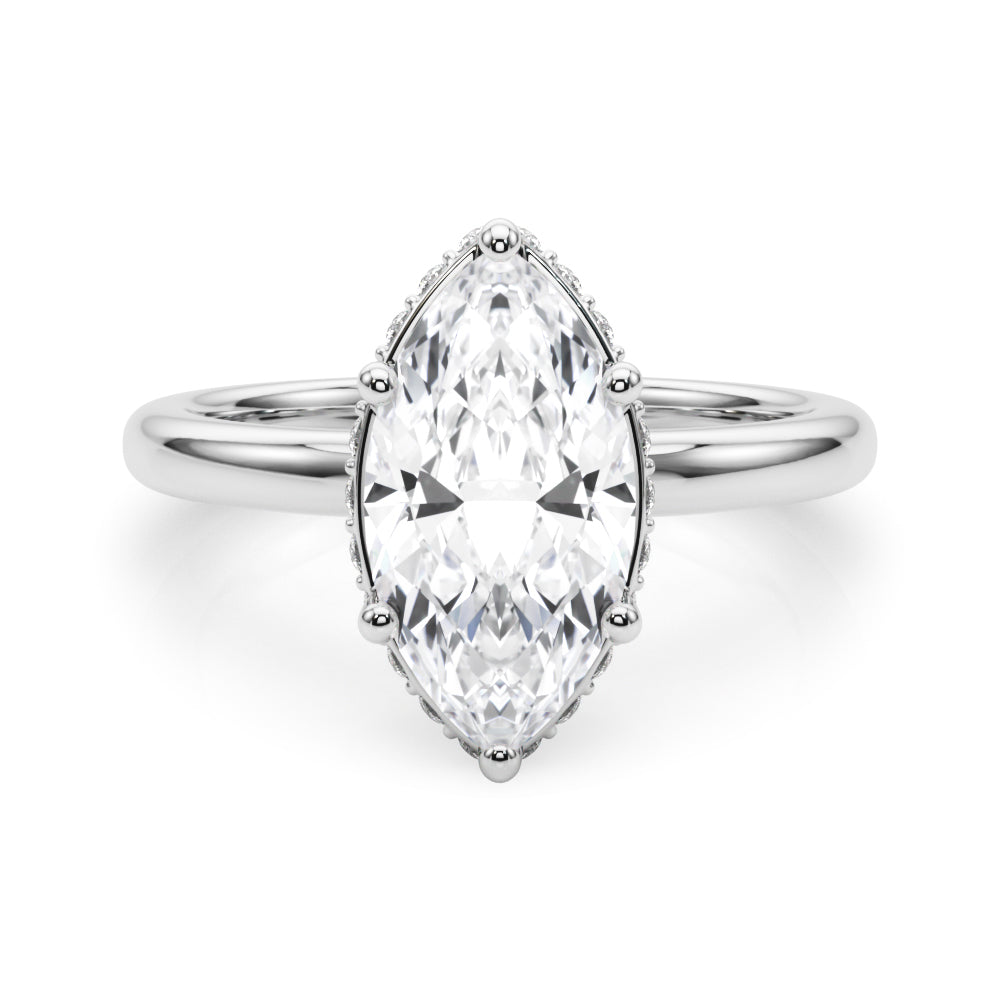 Splendid Halo Marquise Diamond Engagement Ring in 10K/14K gold and platinum with certified lab-grown or natural diamonds